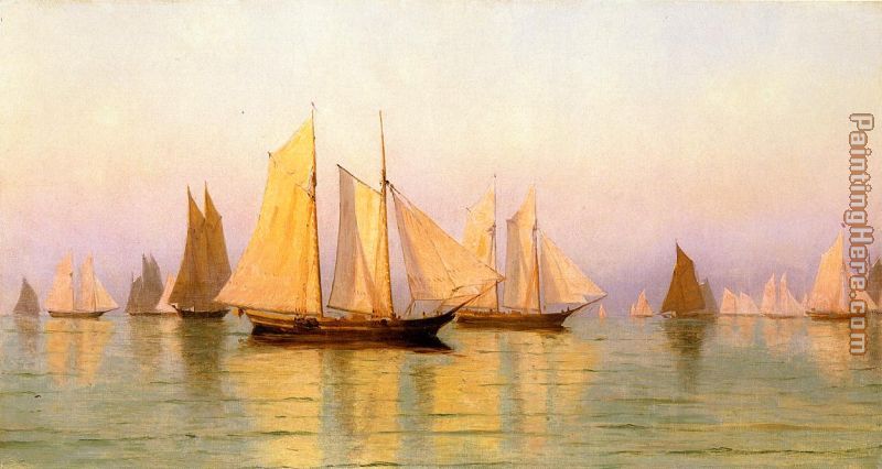 Sloops and Schooners at Evening Calm painting - William Bradford Sloops and Schooners at Evening Calm art painting